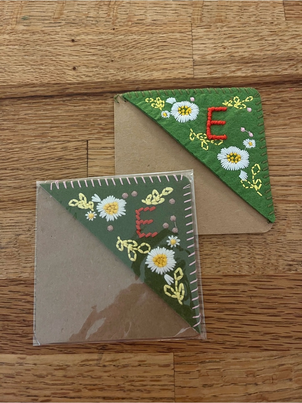 2 Handmade bookmarks with letter E